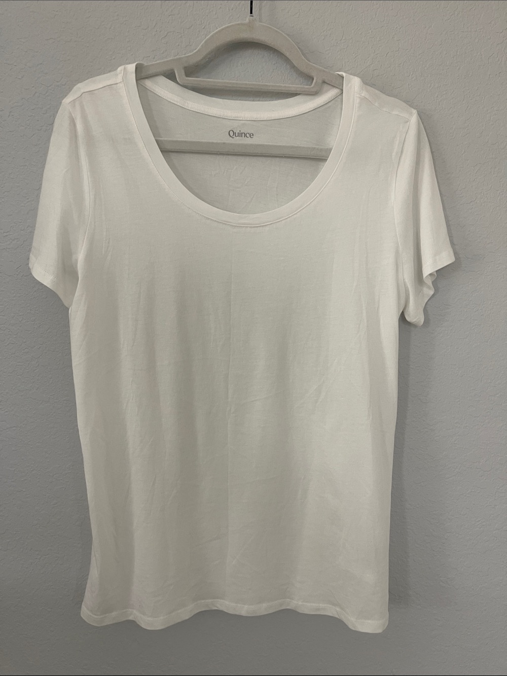 Quince‎ Cotton Modal Scoop Neck Tee White Short Sleeve Top Size Large